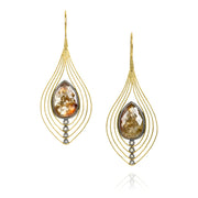 Todd Reed earrings with Natural colored fancy cut diamonds (~14.94ct), rose cut diamonds (~.18ct), 18k yellow gold and sterling silver with patina.
